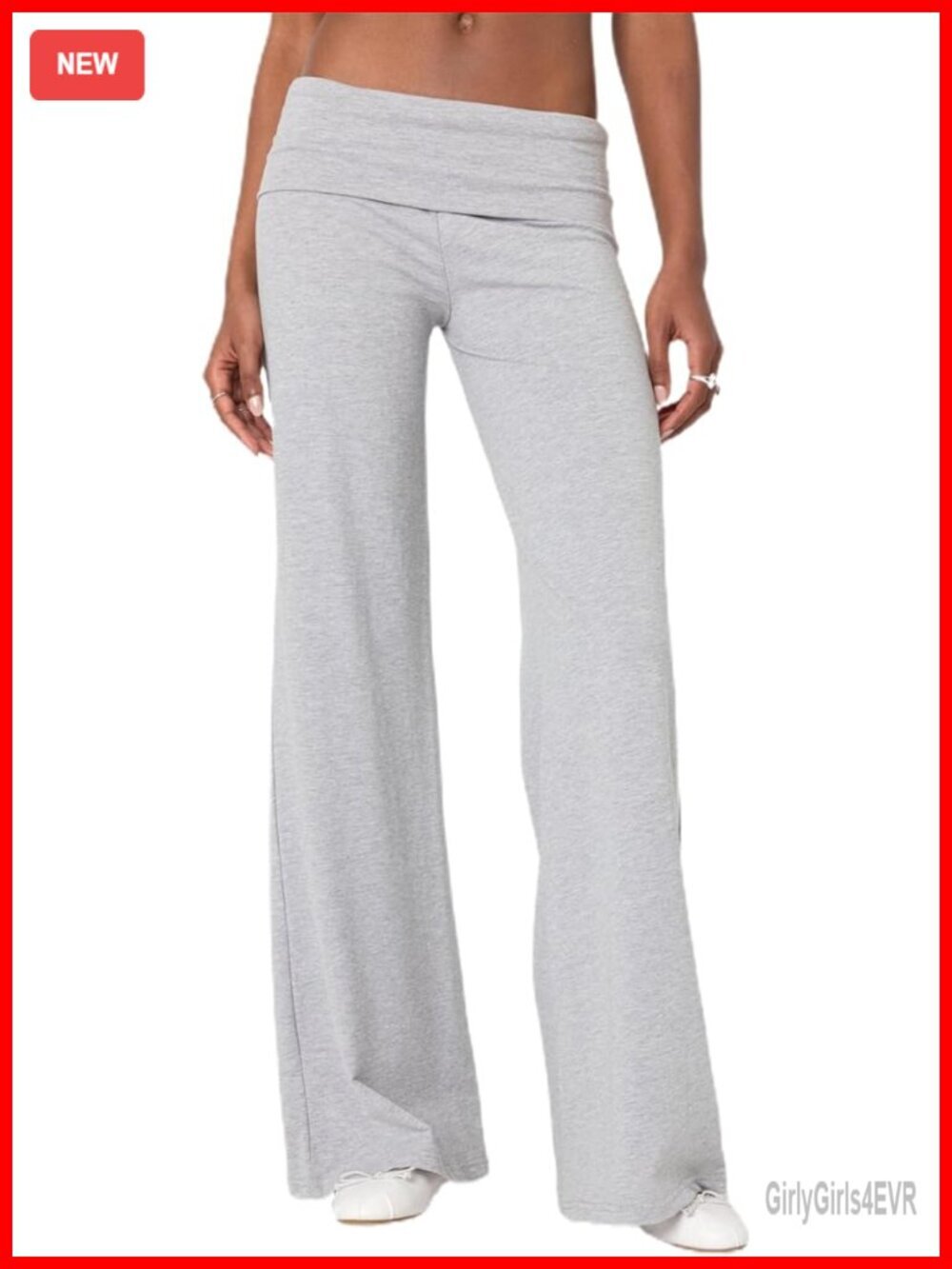 Fold Over Flare Leggings Y2K Low Rise Wide Leg Bell Bottom Yoga Pants